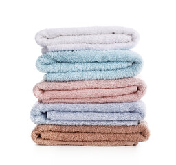 Obraz na płótnie Canvas Pile of rainbow colored towels isolated