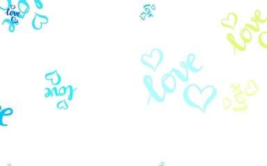 Fototapeta premium Light Blue, Green vector template with doodle hearts.