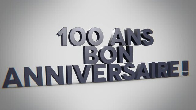 100 ans bon anniversaire 3D gris