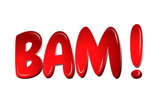 Bam in cartoon colorful letters banner for kids