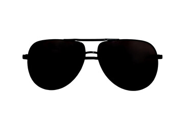 Black opaque sunglasses on a white background, isolated