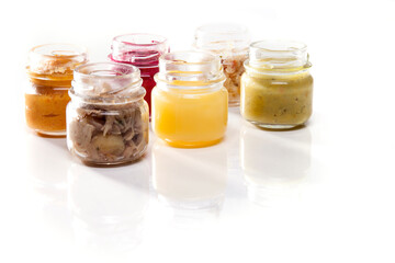 Nutrition concept - Healthy food, Diet, Detox, Clean Eating or Vegetarian concept. A glass jar of nutritious food against white background. Delicious take away food in glass jars.