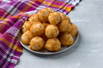 Energy balls with coconut and nuts. A wholesome homemade dessert. Fitness Diet. Horizontal orientation.