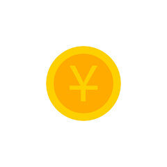 This is a coins icon in a flat style isolated vector illustration. Stack of gold Chinese coins on a white background.