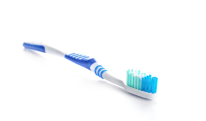 Single new plastic toothbrush