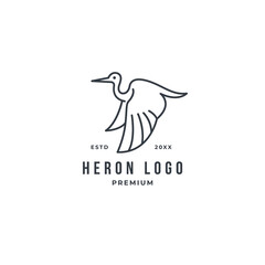 Monoline stork heron logo concept vector line art. premium illustration