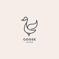 Fototapeta na wymiar Outline goose logo with modern style and simple monoline or one line logo design inspiration. premium vector