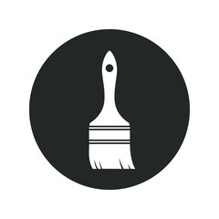 Obraz premium Paintbrush graphic icon. Paintbrush sign in the circle isolated on white background. Working tool painter symbol. Vector illustration