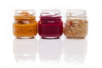 Nutrition concept - Healthy food, Diet, Detox, Clean Eating or Vegetarian concept. A glass jar of nutritious food against white background. Delicious take away food in glass jars.