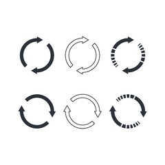 Refresh vector icon, circle icon set, arrows graphic.