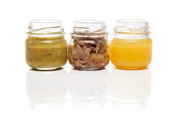 Nutrition concept - Healthy food, Diet, Detox, Clean Eating or Vegetarian concept. A glass jar of nutritious food against white background. Delicious take away food in glass jars.