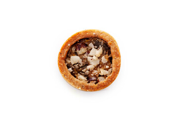Nutrition concept -Healthy small quiche over white background. Healthy food, Diet, Detox, Clean Eating or Vegetarian concept.