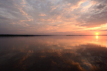 Sunlight and shades of a beautiful sunset in summer silence evening