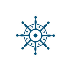 Ship wheel steering symbol vector icon