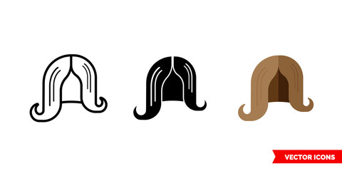 Wig icon of 3 types. Isolated vector sign symbol.