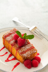 Piece of homemade sponge cake