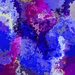 abstract stained pattern texture square background royal blue purple violet fuchsia color - modern painting art - watercolor splotch effect
