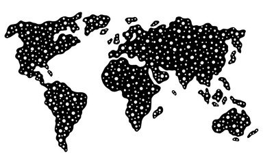 World map graphic circle black white isolated sketch illustration vector