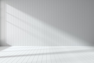Empty white room made with flat white planks background