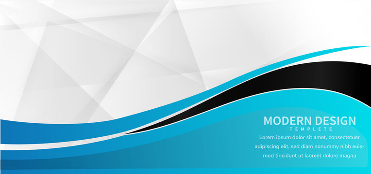 Abstract banner web template blue and black curve with copy space for text on white background. Modern style.