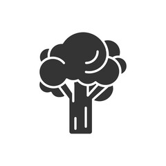 Broccoli black glyph icon. Natural vegetable sign. Healthy, organic food concept. Cooking ingredient. Pictogram for web, mobile app, promo. UI UX design element.