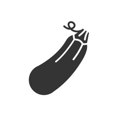 Marrow black glyph icon. Zucchini sign. Natural vegetable. Healthy, organic food concept. Cooking ingredient. Pictogram for web, mobile app, promo. UI UX design element.