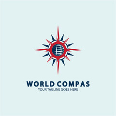 World Compass logo design, world logo concept, compass logo concept, earth icon, north, west, east and south direction, suitable for business and app logo or icon