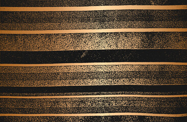 Distress grunge vector texture of golden knitted fabric, sweater, pullover, jersey with horizontal stripes. Black and white background.