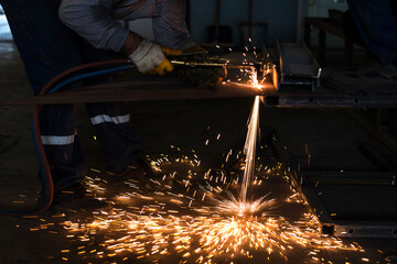 Oxy fuel cutting. In oxy-fuel cutting, a torch is used to heat metal to its kindling temperature. A stream of oxygen is then trained on the metal, burning it into a metal oxide.