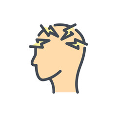 Headache color line icon. Head Pain vector outline colorful sign.