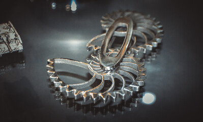 Object printed on metal 3d printer close-up.