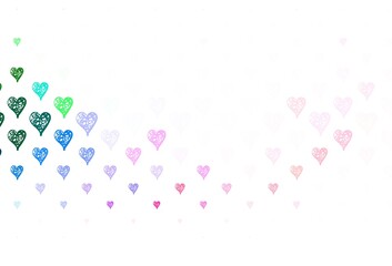 Light Multicolor vector background with hearts.