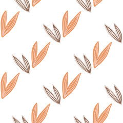 Cute hand drawn leaves seamless pattern isolated on white background. Abstract forest herbal endless wallpaper.