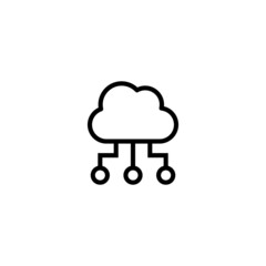 Cloud Computing Icon in black line style icon, style isolated on white background
