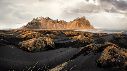 Vestrahorn mountains and Stokksnes beach near Hofn, Iceland