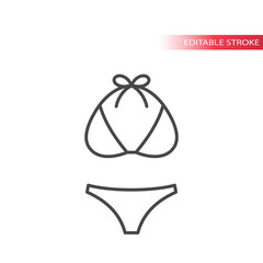 Swimsuit top and bikini thin line vector icon. Women bathing suit outline set, editable stroke.