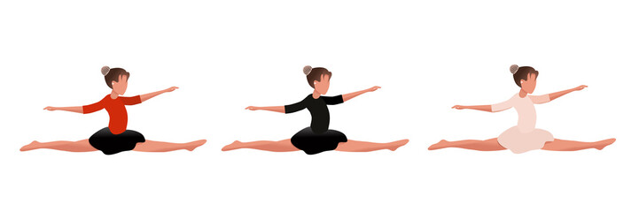 Gymnastics. A popular sport in physical education. Graphic drawing. The girl does acrobatic exercises. Close-up.