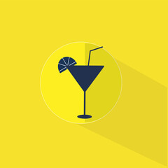 lemon juice glass flat icon. A glass of drink for refreshment.
