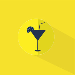 lemon juice glass flat icon. A glass of drink for refreshment.