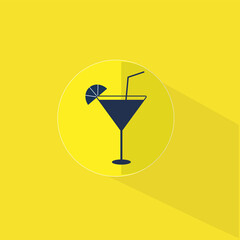 lemon juice glass flat icon. A glass of drink for refreshment.