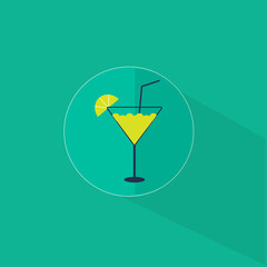 lemon juice glass flat icon. A glass of drink for refreshment.