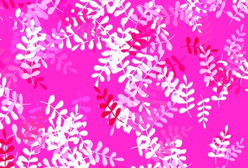 Fototapeta na wymiar Light Purple, Pink vector abstract background with leaves.