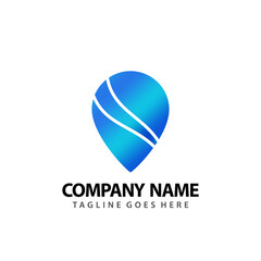 Air Balloon Map Pin Logo Icon Design Vector Illustration Template