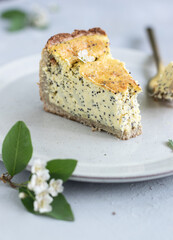 Gluten free cheesecake with poppy seeds