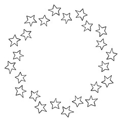 Round frame with stars on white background. Vector image.