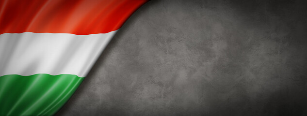 Hungarian Flag Concrete Wall Banner