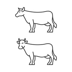 Cow Icons on White Background. Line Style Vector