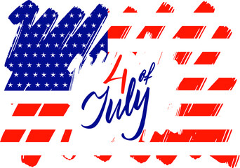 4th of july text, hand lettering, poster, modern calligraphy. Independence day 