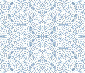 Abstract thin line curly seamless pattern. Linear ornamental geometric background. Wrapping paper. Vector illustration.              