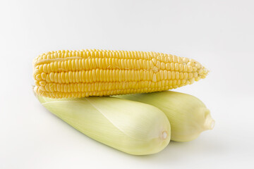 Fresh corn from the garden  isolated on white background.